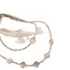 Collar de Plata de Ley S925 Estilo Ins Perla Natural Barroca Trébol de Cuatro Hojas Plata Rota para Mujer, Cadena para Clavícula, Lujo Ligero con un Toque de Alta Gama