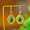 Brincos de coelho de jade Hetian incrustados de cobre Jade Jade frente coelho brocado moda brincos de gota fornecimento ao vivo