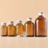 Veio Prata Em Estoque 10-100ml Frascos de Vidro Transparente para Beleza Médica, Frascos com Tampa de Pressão Âmbar, Frascos para Líquido Essencial de Ácido Hialurônico