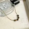 Collar Capa Estilo Vintage con Piedra Ojo de Tigre Melard para Mujer, Accesorio de Cadena Larga para Suéter de Lujo Ligero de Otoño e Invierno