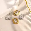 Brincos Yuhui de Aço Titânio Transfronteiriços, Formato de Gota D'água com Diamante, Estilo Clássico em U, Luxo Leve, Sensação de Alta Qualidade, Banhados a Ouro Real, Brincos à Prova d'Água