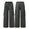 Ropa Muxi #Estilo Americano High Street Fresco Travieso Lona Bordada Multibolsillos Ropa de Trabajo Pantalones Casuales para Hombre Estilo Hong Kong Sueltos de Pierna Recta