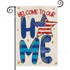 Popular Bandera de Jardín del Día de la Independencia de Amazon Perro Estrella Estampado Material de Lino Bandera Decorativa Americana para Exteriores