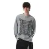 Camiseta Casual de Manga Larga con Estampado Creativo Personalizado para Hombre Estilo Callejero Europeo Americano INS Camiseta Casual Holgada de Cuello Redondo Temporada de Primavera y Otoño