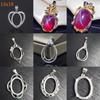 Variedad de portapendientes vacío de 13x18mm S925 plata garra incrustada superficie de huevo DIY ágata Jade Hetian turquesa cera