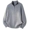 Fabricante de suéteres novo estilo solto e moderno gola alta meio zíper estilo juventude old money color-block camada base moderna