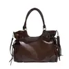 Bolsa Tote de Couro Wax Oil Fashion para Mulheres 2025 Outono Nova Grande Capacidade Retrô Casual Leve Luxo Bolsa de Ombro Transversal