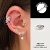 Aretes de Clip Cuadrados Brillantes de Circonia, Aros Rectos de Alfiler, Pendientes de Cubo de Azúcar, Clavos de Diamante, Aretes de Clip, Versátiles y Elegantes