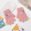 Luvas de Outono e Inverno para Crianças, Meninos e Meninas, Luvas de Lã Tricotadas Fofas de Cinco Dedos para Ciclismo, Luvas Quentes e Anticongelantes