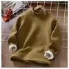 Ropa Infantil Invierno Camiseta Interior para Niños Forrada de Polar y Engrosada para Niños Medianos y Grandes Terciopelo Alemán Bordado Cuello Semi-Alto para Niños Top Cálido Trbottomy