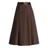 Falda de Lana Elástica Ligera de Corte A para Mujer Otoño/Invierno 2026 Nueva de Cintura Alta Adelgazante de Longitud Media Elegante Versátil Falda de Dobladillo Ancho
