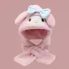 Chapéu Cachecol Infantil Peça Única Pelúcia Chapéu de Inverno Desenho Animado Panda com Forro de Lã Cachecol Espesso Chapéu com Proteção de Orelha para Meninos e Meninas
