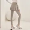 Calça-Saia de Cintura Alta Levanta Bumbum Justa com Sensação de Pele Cobertura de Quadril Falsa de Duas Peças Calça para Academia Pilates Treinamento Yoga Esportes Corrida
