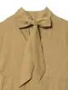 Comercio Exterior Transfronterizo Europeo y Americano Verano Nuevo Estilo Cuello de Lazo Francés Mangas Cortas con Volantes Diseño Elegante Estilo Oficina Adelgazante Top