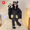 Pijama Manto com Capuz Fofo Feminino Terno de Veludo Pode Ser Usado Fora no Inverno Forrado com Fleece e Espessado Roupas Casuais Soltas para Casa Femininas