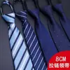 Corbata con Cremallera Formal de Negocios para Hombres para la Boda del Novio de las Mujeres Rayas Azules Negro Delgado Personas Perezosas Fácil de Jalar