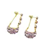 Pendientes de Cristal con Diamantes Morados de Nuevo Estilo 2025, de Alta Gama, Modernos, Exquisitos y Hermosos Pendientes, Ligeros y Luminosos