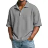 Camisa polo casual de manga corta para hombre, color liso, tejido gofrado, europea y americana, de verano, camiseta holgada de moda para hombre