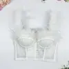 Corset de osso de peixe super fada com plumas de avestruz de alta qualidade, europeu e americano, transfronteiriço, sexy para mulheres, faz seios grandes parecerem menores, camisola de plumas para mulheres