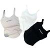 Top tipo camiseta interior de una pieza con cuello halter, estilo Spice Girls, espalda en forma de I y almohadilla para el pecho, largo y combinable para mujer.