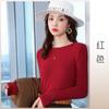 Camisa de base elegante de imitação de cashmere quente elástica de cor sólida, vestido profissional, parte interna de alta elasticidade, top feminino para combinar