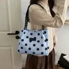 Bolso Casual de Gran Capacidad con Lunares para Mujer 2026 Nuevo Ligero Versátil para Viajes Diarios Bolso de Hombro de Lona Bolso Tote Color-Block