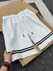 Shorts Esportivo Listrado Color Block Estilo Americano para Homens, Calça de Moletom de Cinco Pontos Larga e Fina de Verão com Design Casual Solto Estiloso