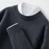 Suéter de Cachemira para Hombre Cuello Redondo Jacquard Engrosado 2026 Otoño e Invierno Nuevo Color Sólido Estilo Coreano Camiseta Base de Punto