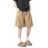 Shorts de Mezclilla Desestructurados de Color Sólido Estilo Americano para Hombre, Marca Nueva de Moda Verano Sueltos Rectos Deportivos Casuales Pantalones Lavados