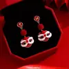 Brincos Vermelhos de Ano Novo~Brincos Despertar do Leão Estilo Chinês Versátil Fashionável Atmosfera Elegante Brincos de Ano Novo Brincos