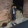 Camisa Xadrez Estilo Coreano Manga Longa Meninos High Street Oversized Moda Vintage Lapela Cardigã Camisa Casaco Outono