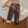 Leggings de invierno con forro polar para niñas, estilo coreano, estilo occidental, pantalones de felpa tridimensionales, bonitos pantalones de terciopelo de una pieza de moda para bebés