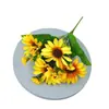 Acessórios para Casa Flores Artificiais Falsas Casamento Praça Adereços de Feriado Girassol Plástico Flor de Seda Cabo Cacho Flor de Girassol Pequena