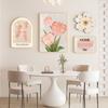 Pintura decorativa de restaurante estilo creme pequena flor fresca combinação abstrata mural moderno simples mesa de jantar fundo pintura de parede