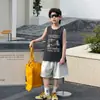 Chal de Algodón Little Shop para Niños Verano Algodón Puro Camiseta Infantil 2026 Nuevo Estilo Coreano Moderno Fresco Lavado Pesado Ropa Infantil Moderna