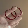 Brincos Lacados Vermelho Retro Rico, Borgonha Retro Francês Que Realçam Seu Rosto, Brincos de Estilo de Nicho de Alta Qualidade