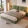 Cama Minimalista Italiana de Chenille 2025 Nova Orelha de Elefante Quarto Principal Cama de Casal 1,8m Cama Macia com Armazenamento