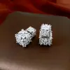 Brincos Quadrados de Zircônia Agulha de Prata Dupla Face, Toque de Luxo Leve e de Alta Qualidade, Brincos Exquisitos, Estilo para o Dia a Dia, Brincos Elegantes para Mulheres