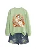 Amazon Wish sitio independiente moda retro divertido mujer flor de calabaza pila de libros fantasma café otoño e invierno sudadera