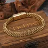 Pulsera de Acero Inoxidable Trenzado Doble Fila Reversible con Cierre Magnético Hueso de Dragón para Hombre 4*8, Popular Superventas Transfronterizo en Europa y América