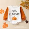 Traje de triángulo de manga larga con letras de calabaza de Halloween para bebé transfronterizo, combinación de colores YT2323
