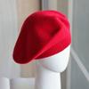 Boina Simples Retrô de Lã Pura Tricotada para Outono e Inverno Chapéu de Pintor Japonês Casual Estudante Moda Chapéu de Grande Circunferência de Cabeça