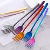 Venta al por mayor del fabricante Tenedores de Acero Inoxidable Estilo Coreano, Vajilla de Acero Inoxidable Chapado en Titanio, Tenedores de Acero Inoxidable Estilo Coreano, Tenedores de Postre