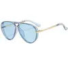 Nuevas Gafas de Sol de Moda Europeas y Americanas Transfronterizas, Estilo Versátil de Influencer de Tendencia, Gafas de Sol Aviador Retro de Marco Grande para Mujer 8632