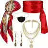 Accesorios de Disfraz de Pirata para Fiesta de Disfraces de Halloween Transfronteriza Set de Pañuelo Cinturón Collar Pulsera