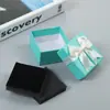 Caja de Regalo con Lazo Papel de Cuero Caja de Empaque para Joyería Caja de Regalo con Lazo Tapa Cielo y Tierra Caja para Joyería de Anillo de Collar