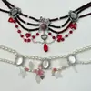Collar de Mariposa Apilada Rojo Dulce Oscuro Estilo Gótico Retro Collar de Gama Alta
