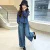 Conjunto Feminino Primavera/Outono 2026 Novo Estilo Coreano Elegante Top Listrado Calça de Pernas Largas Conjunto de Duas Peças Casual Tendência