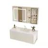 Mueble de baño inteligente con espejo, lavabo cerámico integrado de esquina redondeada minimalista, gabinete para lavabo, gabinete de baño, combinación de gabinete para lavamanos