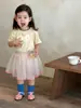 Conjunto de Camiseta de Manga Corta y Falda de Dibujos Animados para Niñas, Estilo Delgado de Verano, Ropa de Verano para Bebé, Ropa Infantil Estilo Coreano, Personalizado de Fábrica